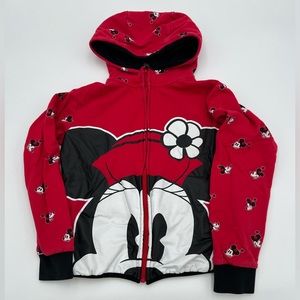 Disney Kids’ Red Fleece Hoodie, Size 9/10 - Cozy & Fun, Magic Castle Logo